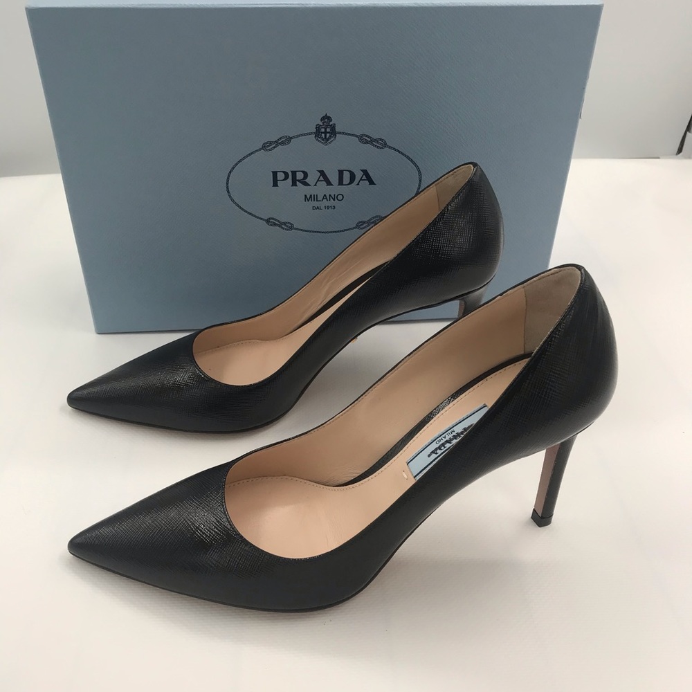 Prada Shoes Prada Heels NWB 1/2 size off 37L 37.5R - Picture 4 of 14